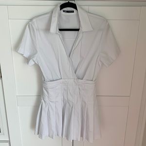 Zara White Wrap Dress Shorts Romper Skort Medium